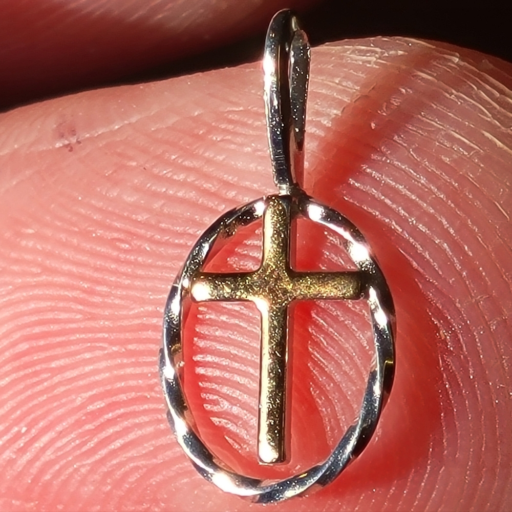 Vintage Theda Cross .925 Sterling Silver Religious Medal Pendant Charm -11mm